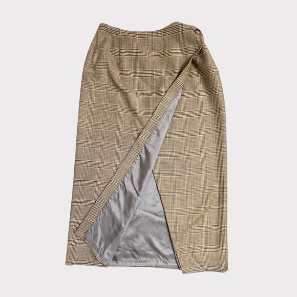Zadig & Voltaire Deluxe Wool Cashmere Blend‎ Plaid Wrap Skirt Size 12 - Picture 2 of 5